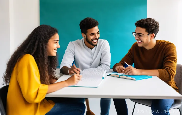 국어 지도에서의 창의적 사고 - **Prompt:** A vibrant, dynamic image of a diverse group of young adults (aged 18-25) enthusiasticall...